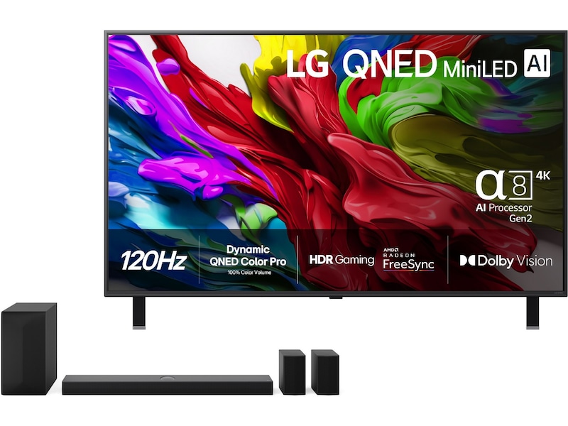 LG 55'' QNED85 evo AI MiniLED 4k Smart TV (2025) + Soundbar 50 - 59 tommer TV