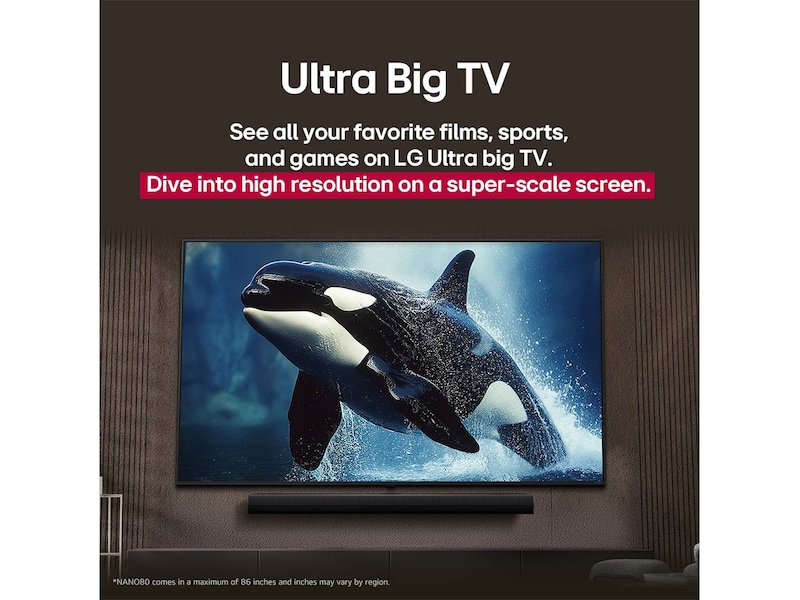 LG 86'' NANO81 NanoCell AI 4K Smart TV (2025) Over 80 tommer TV
