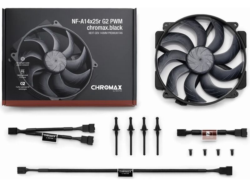 Noctua NF-A14x25r G2 PWM chromax.black Vifte Vifter