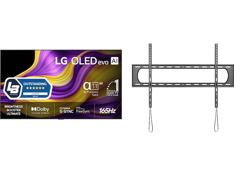 LG 65" G5 AI 4K OLED Smart TV (2025) + veggfeste 60 - 69 tommer TV