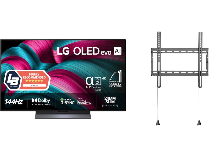 LG 48'' C5 AI 4K OLED Smart TV (2025) + veggfeste 20 - 49 tommer TV