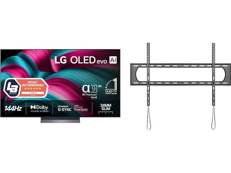 LG 65" C5 AI 4K OLED Smart TV (2025) + veggfeste 60 - 69 tommer TV