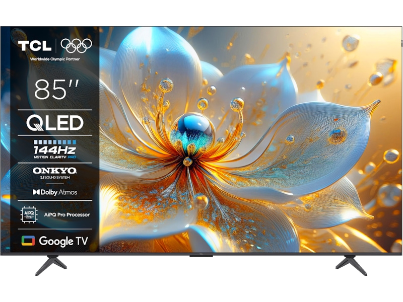TCL 85" T8C 4K QLED Google TV (2025) + veggfeste Over 80 tommer TV