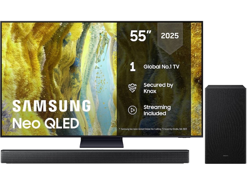 Samsung 55" QN73F Neo QLED 4K Mini LED Smart TV (2025) + lydplanke 50 - 59 tommer TV