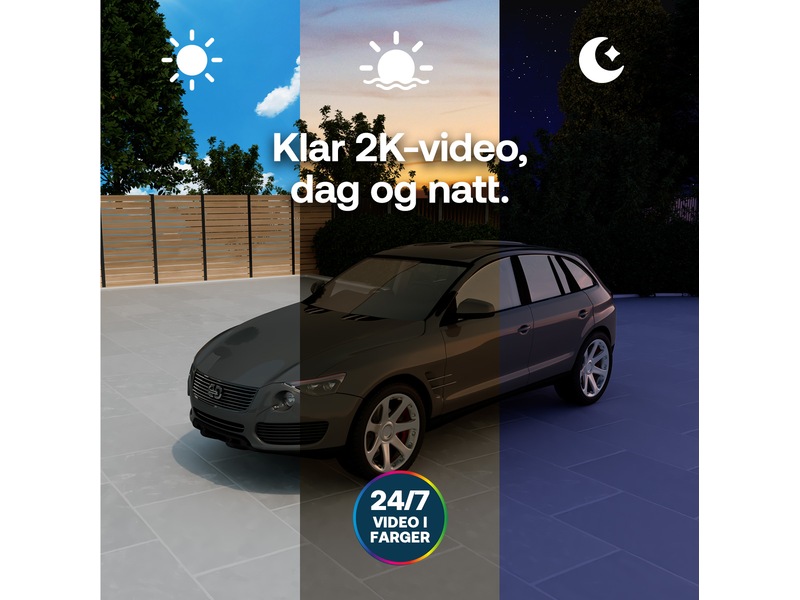 Arlo Essential 3 2K utendørs overvåkningskamera 2-pack + solcellepanel Overvåkningskameraer