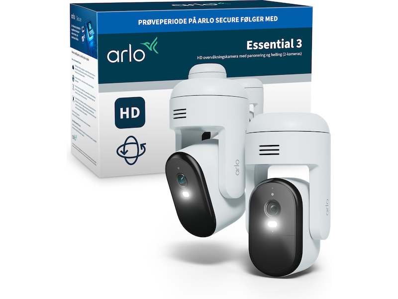 Arlo Essential 3 utendørs overvåkningskamera HD PTZ 2-pack Overvåkningskameraer