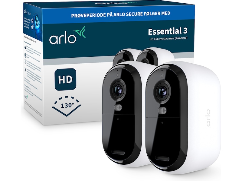 Arlo Essential 3 HD utendørs overvåkningskamera 2-pack Overvåkningskameraer