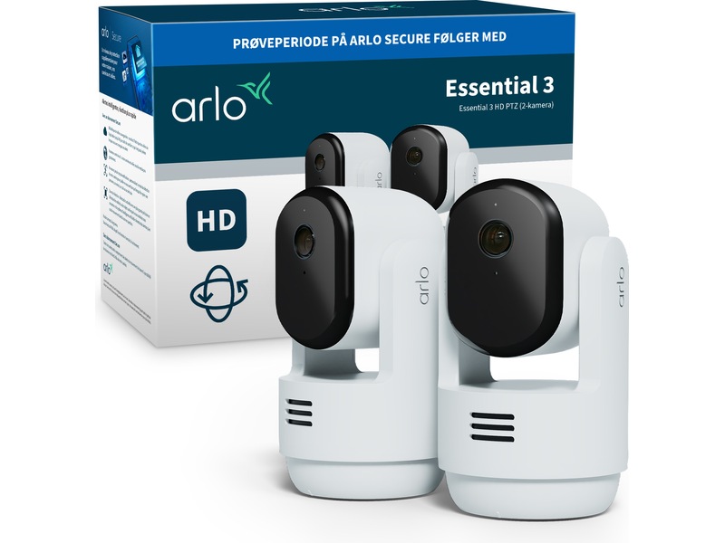 Arlo Essential 3 HD PTZ innendørs overvåkningskamera 2-pakning Overvåkningskameraer