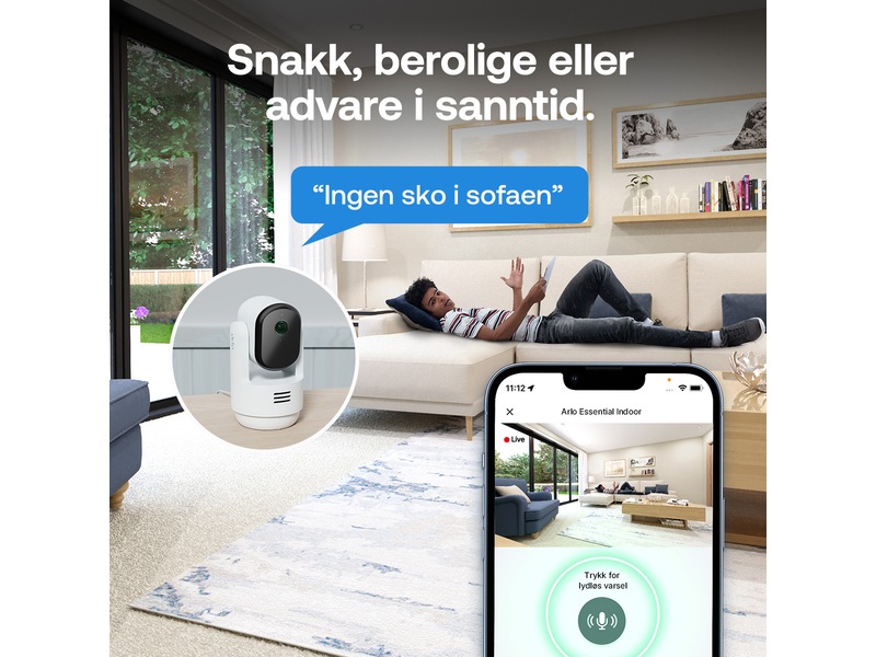 Arlo Essential 3 HD PTZ innendørs overvåkningskamera 2-pakning Overvåkningskameraer