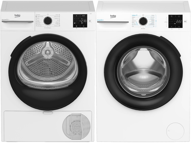 Beko KBM3WFT31041W vaskemaskin 10 kg + KBM3TF31023W tørketrommel 10 kg Vaskemaskin