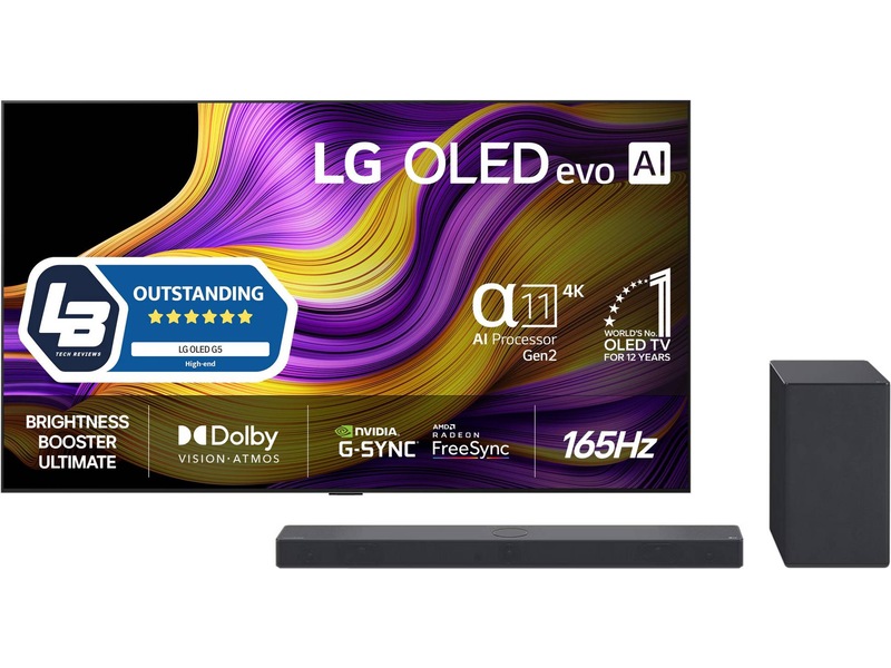 LG 65'' G5 OLED AI 4K OLED65G54 (2025) + lydplanke 60 - 69 tommer TV