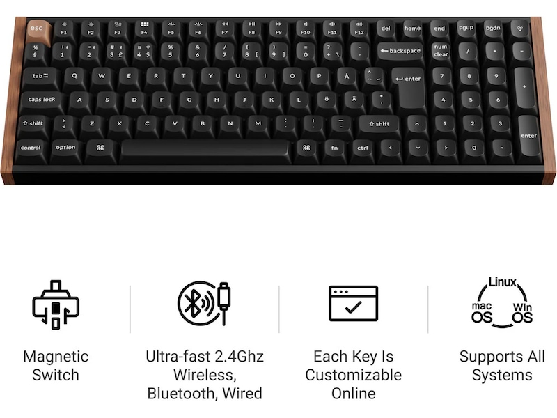 Keychron K4 HE Trådløst Gamingtastatur (svart) -B-Grade Demo tastatur