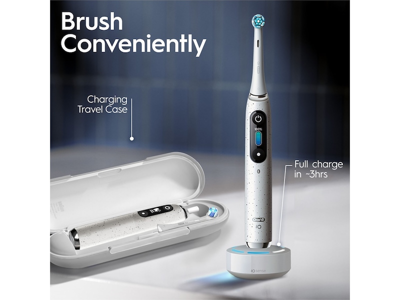 Oral-B iO 10 elektrisk tannbørste (stardust hvit) + børstehoder Elektriske tannbørster