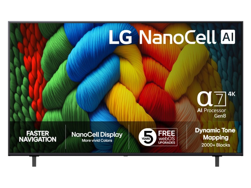 LG 75" NANO80 AI 4K NanoCell smart-TV (2025) + soundbar 60 - 69 tommer TV