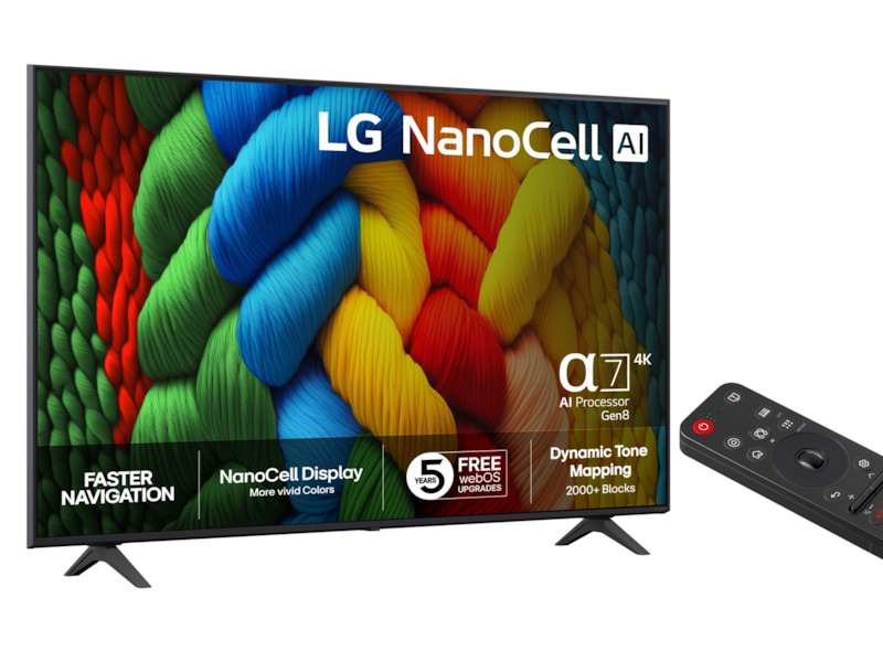 LG 75" NANO80 AI 4K NanoCell smart-TV (2025) + soundbar 60 - 69 tommer TV