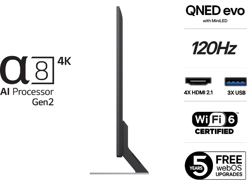 LG 55'' QNED85 evo AI MiniLED 4k smart-TV (2025) + soundbar 60 - 69 tommer TV