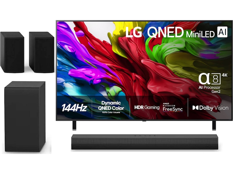 LG 65'' QNED85 evo AI MiniLED 4k smart-TV (2025) + soundbar 60 - 69 tommer TV