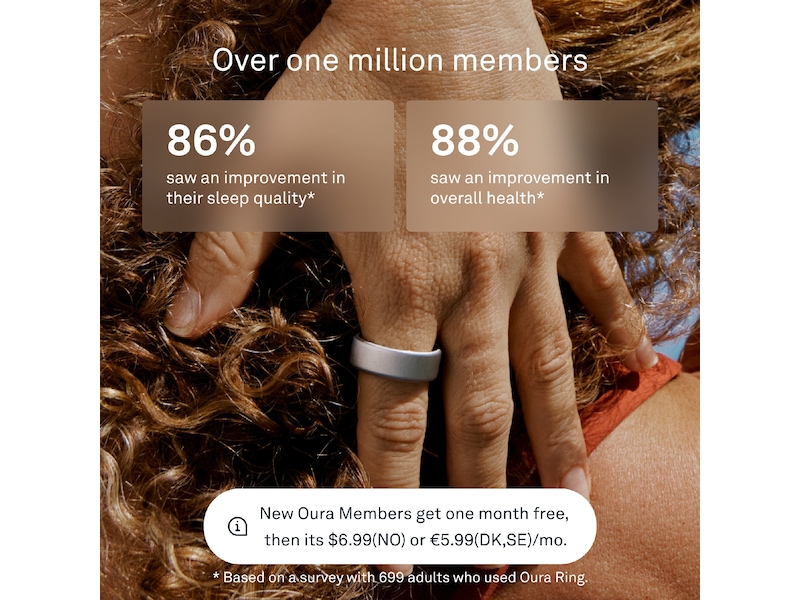 Oura Ring 4 Smart Ring str. 7 (børstet sølv) -B-Grade Demo tilbehør til mobiler & klokker