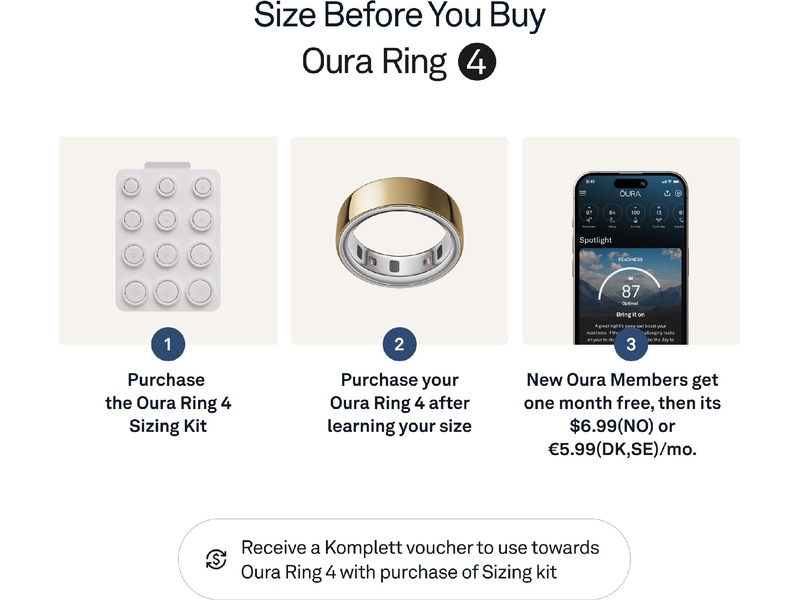 Oura Ring 4 Smart Ring str. 8 (gull) -B-Grade Demo tilbehør til mobiler & klokker