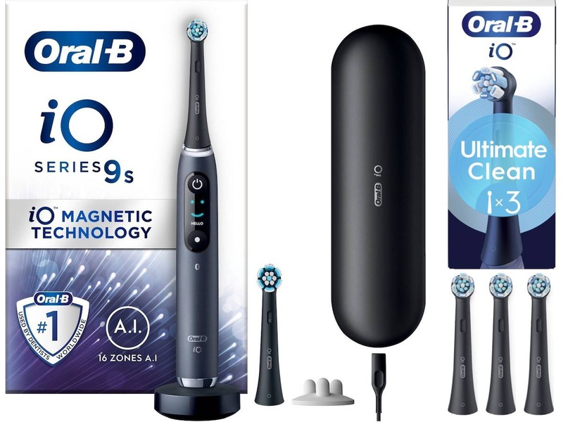 Oral-B iO 9 elektrisk tannbørste (sort) + 3pk børstehoder Elektriske tannbørster