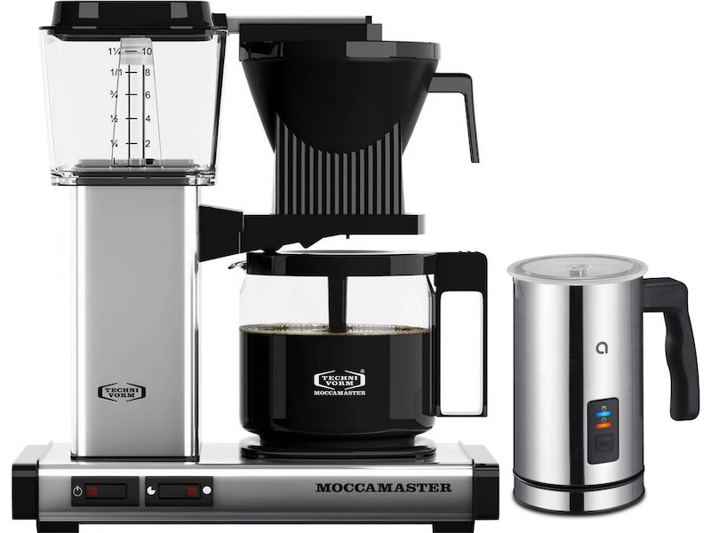 Moccamaster Automatic 53745 kaffetrakter (polert sølv) + melkeskummer Kaffetraktere