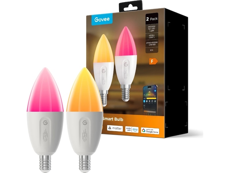Govee E14 LED smart lyspære (2-pack) Lyspærer & LED-pærer