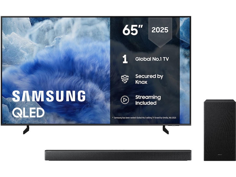 Samsung 65" Q8FA QLED 4K smart-TV (2025) + lydplanke 50 - 59 tommer TV