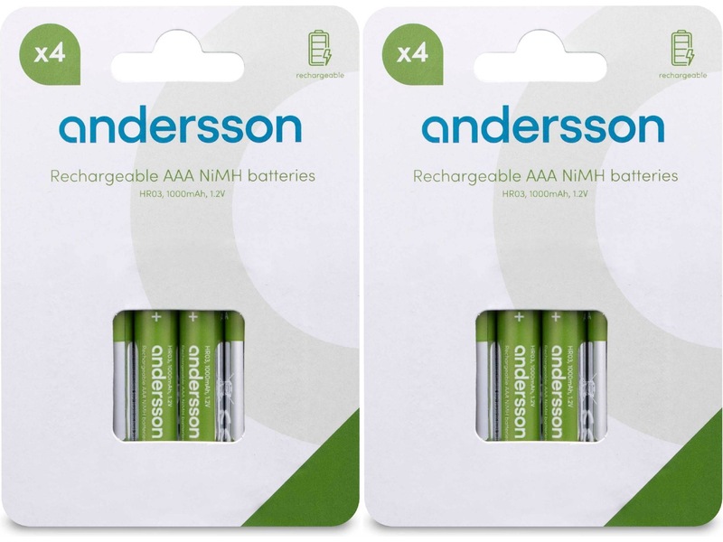 Andersson oppladbare AAA batteri, 2x4-pk Batterier til generell bruk