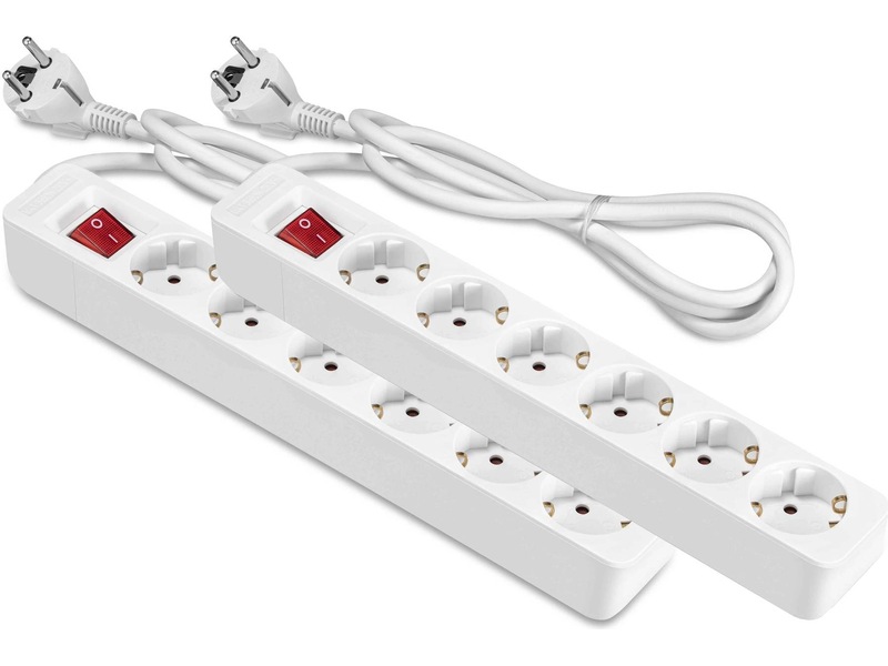 ON 6-vei strømforgrener 1.5m 2-pack Skjøtekabel & forgrener