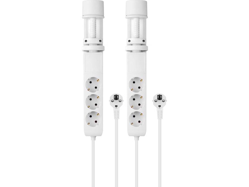 Andersson 6-i-1 grenuttak 3x uttak og USB m/skrivebordfeste 2pk (hvit) Skjøtekabel & forgrener