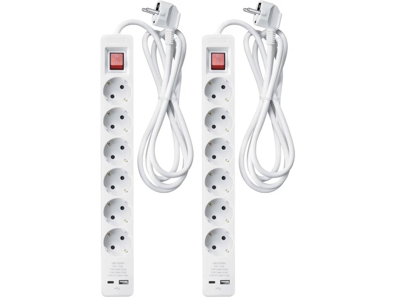 Andersson PWS-C2000 6-veis strømforgrener 3 m 2-pakning Skjøtekabel & forgrener