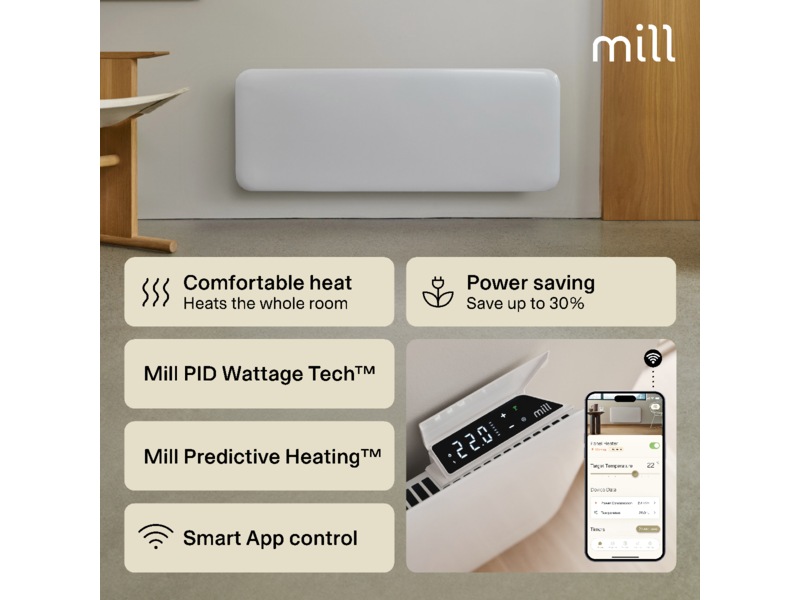 Mill Invisible Smart WiFi Gen 4 panelovn 1300W (hvit) -B-Grade Demo hjem & fritid