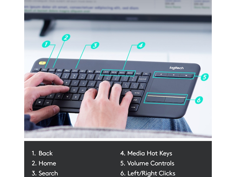 Logitech K400 Plus Trådløs Tastatur Grå Tastatur