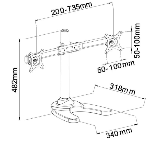 Strektegning av skrivebordsfeste Strektegning av skrivebordsfeste