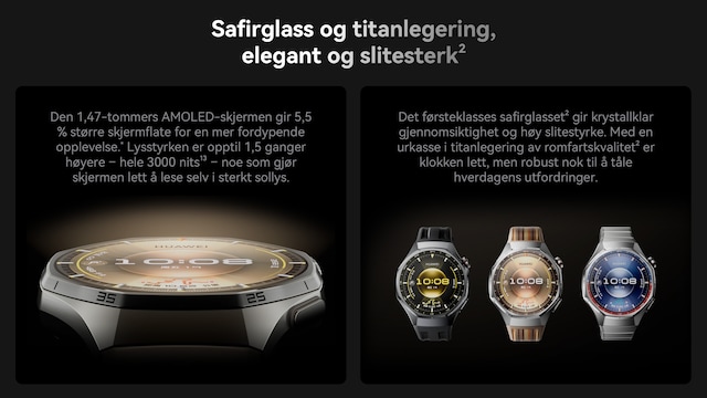 Safirglass og titanlegering, elegant og slitesterk