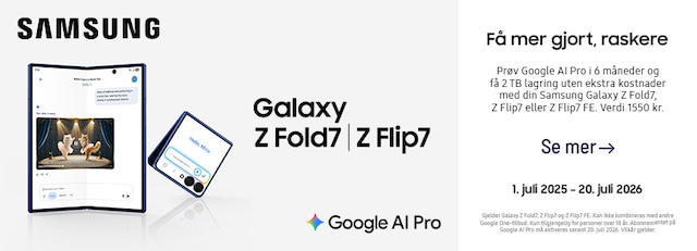 Prøv Google AI Pro i 6 mnd, se mer her Prøv Google AI Pro i 6 mnd, se mer her