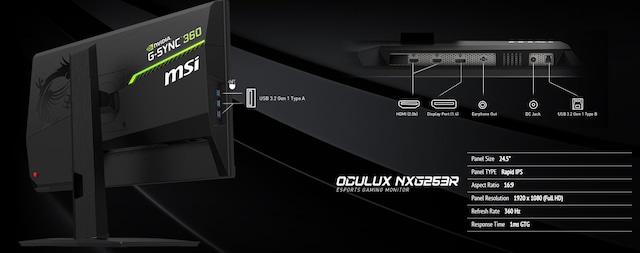 MSI 25" gaming monitor Oculux NXG253R