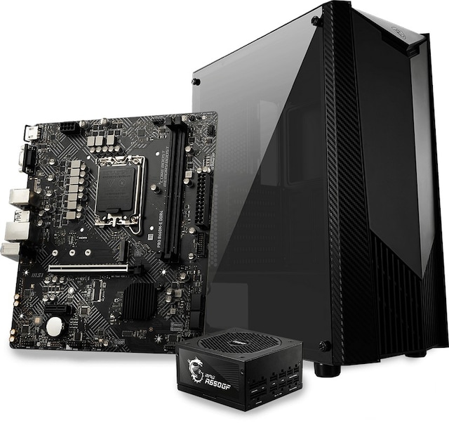 b660m-e d4 motherboard, psu and case b660m-e d4 motherboard, psu and case