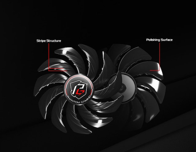 stripe og polert overflate på viftene