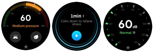 TicWatch E3s innebygde app for stressovervåkning.