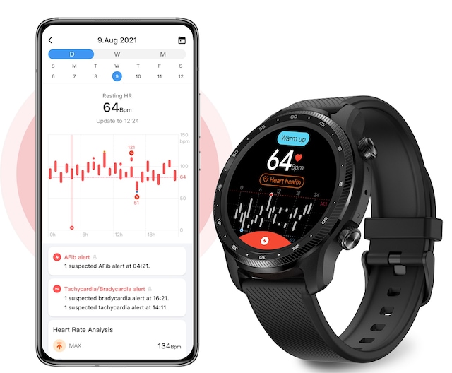 Se detaljert informasjon om hjertehelsen din i Mobvoi-appen